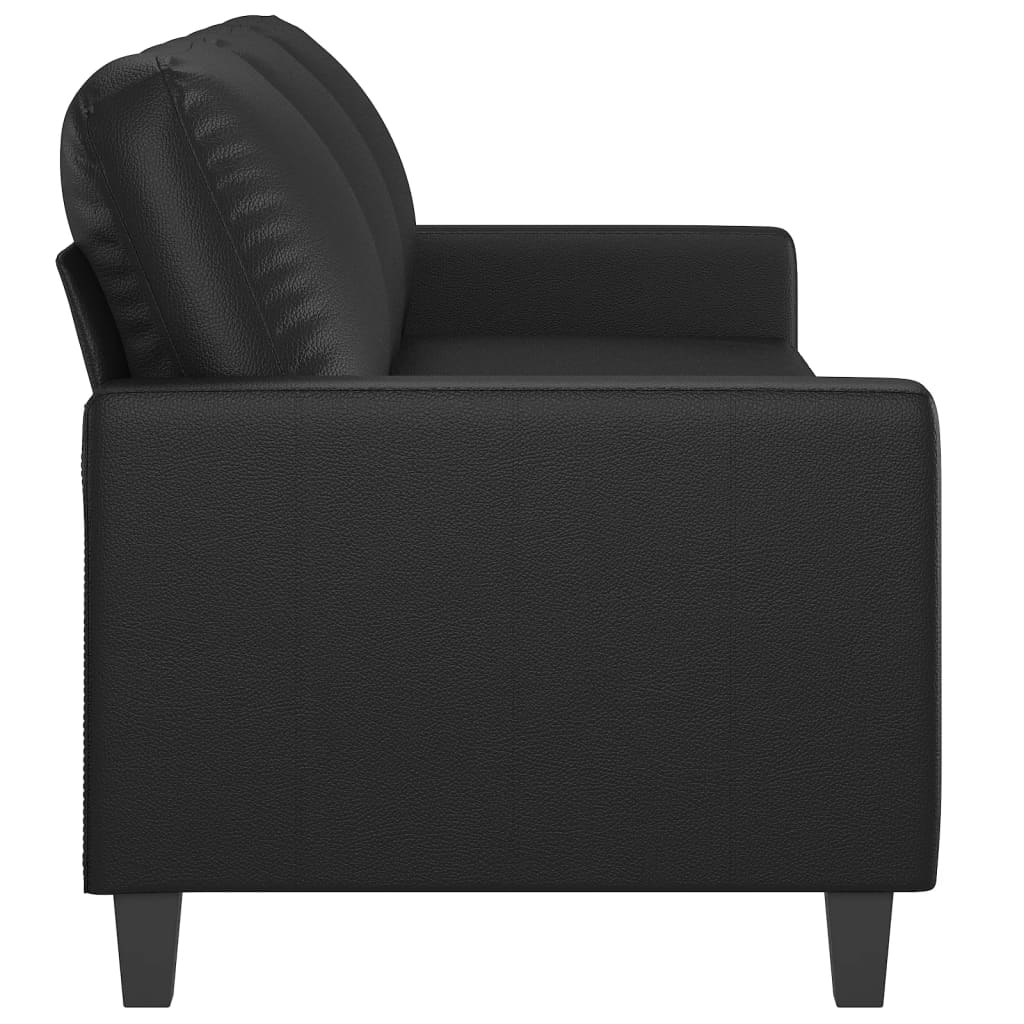 3-Sitzer-Sofa Schwarz 180 cm Kunstleder