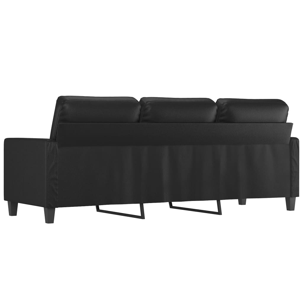 3-Sitzer-Sofa Schwarz 180 cm Kunstleder