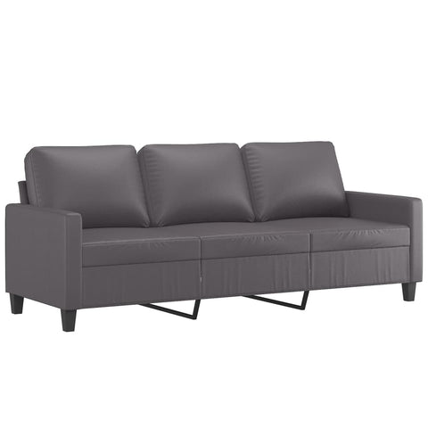 3-Sitzer-Sofa Grau 180 cm Kunstleder