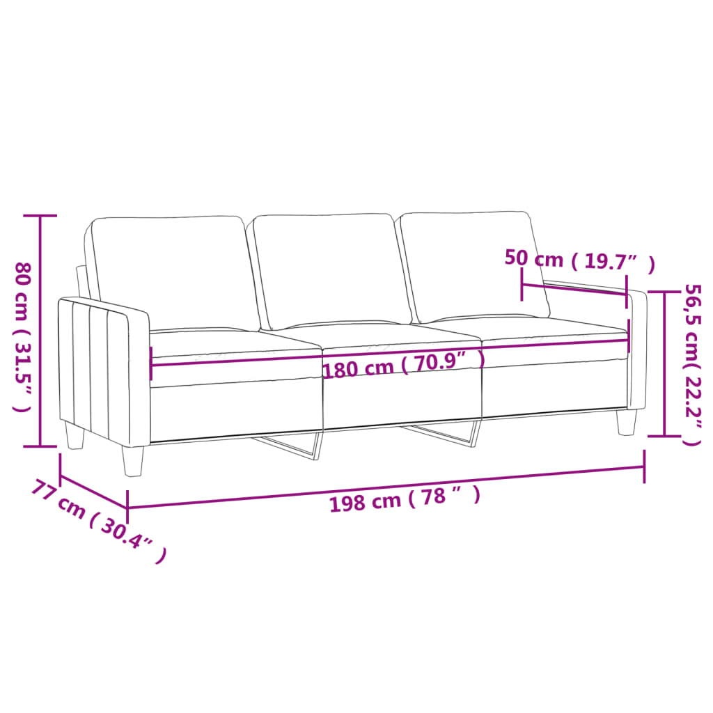 3-Sitzer-Sofa Weinrot 180 cm Kunstleder