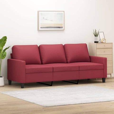 3-Sitzer-Sofa Weinrot 180 cm Kunstleder