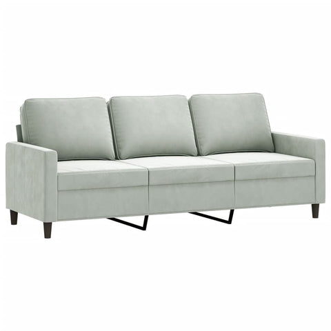 3-Sitzer-Sofa Hellgrau 180 cm Samt