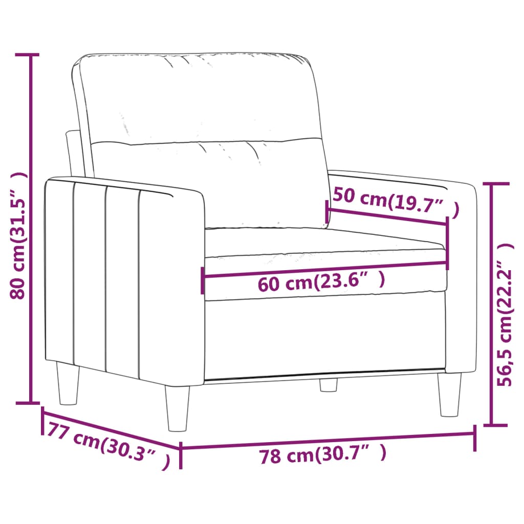 Sofasessel Creme 60 cm Stoff