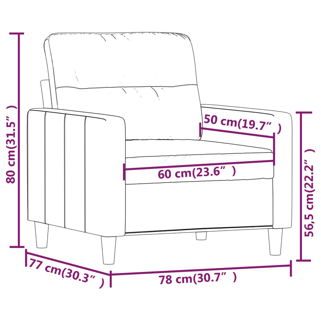 Sofasessel Braun 60 cm Stoff