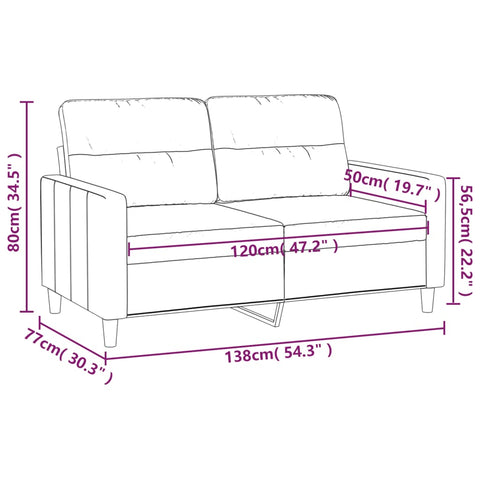 2-Sitzer-Sofa Schwarz 120 cm Stoff