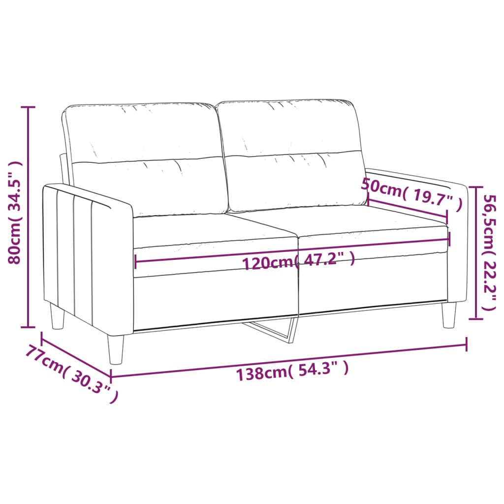 2-Sitzer-Sofa Taupe 120 cm Stoff