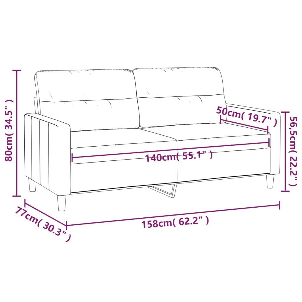 2-Sitzer-Sofa Dunkelgrau 140 cm Stoff