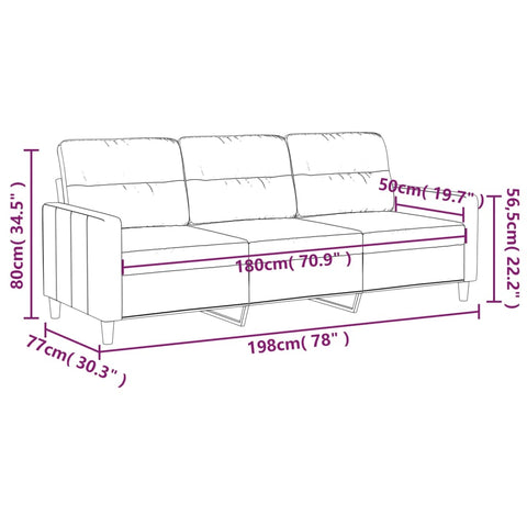 3-Sitzer-Sofa Hellgrau 180 cm Stoff