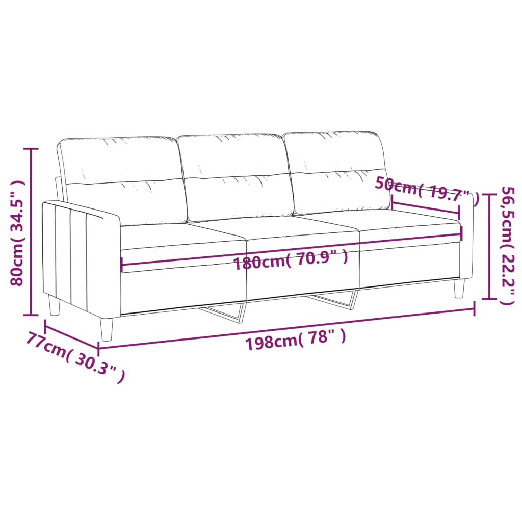 3-Sitzer-Sofa Dunkelgrau 180 cm Stoff