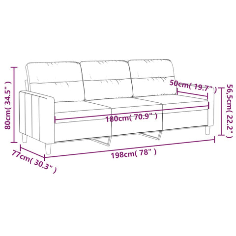 3-Sitzer-Sofa Dunkelgrau 180 cm Stoff