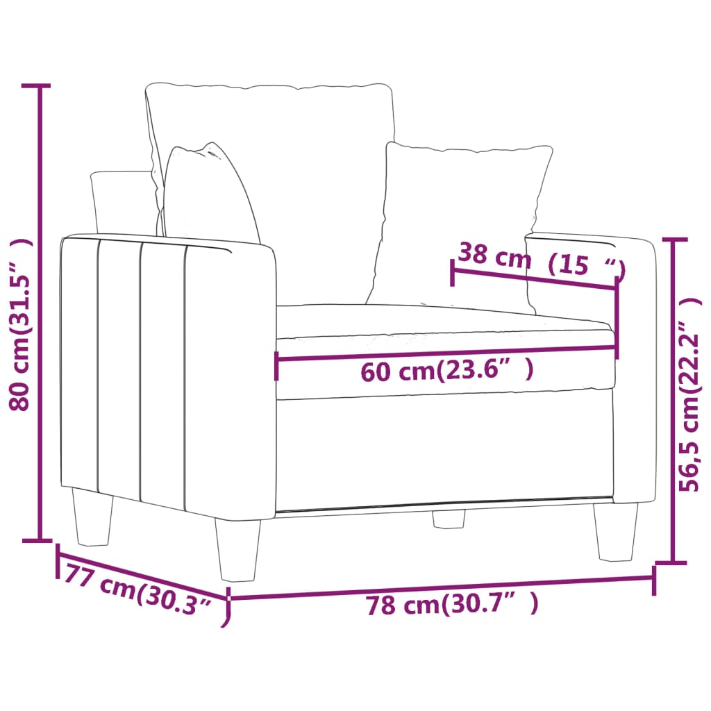 Sessel Braun 60 cm Stoff