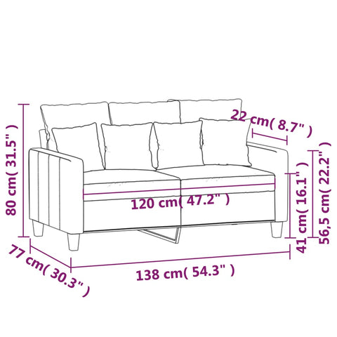 2-Sitzer-Sofa Creme 120 cm Stoff