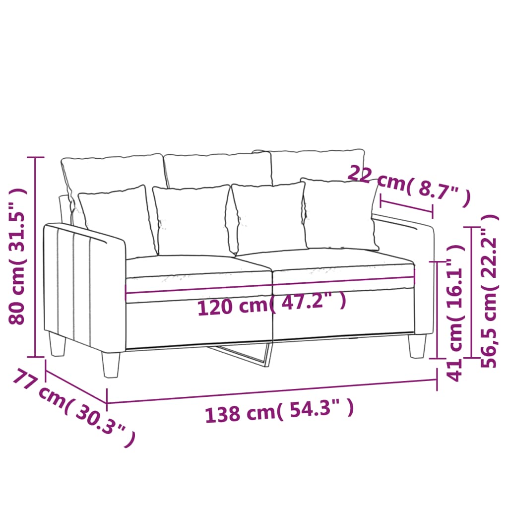 2-Sitzer-Sofa Schwarz 120 cm Stoff