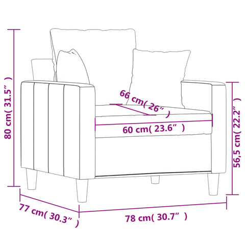 Sessel Hellgrau 60 cm Samt