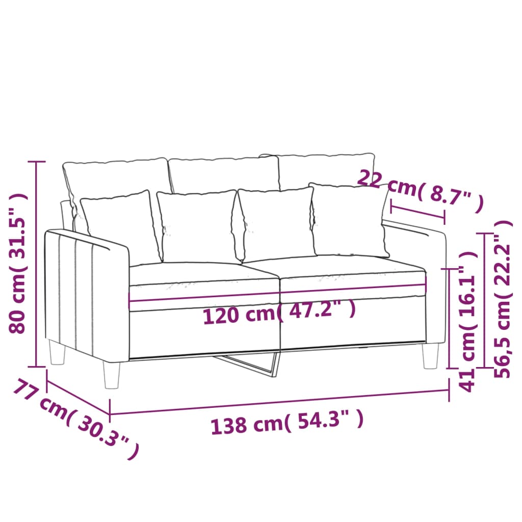 2-Sitzer-Sofa Dunkelgrau 120 cm Samt