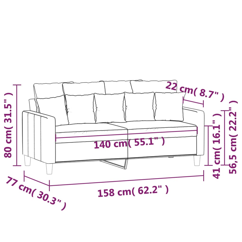 2-Sitzer-Sofa Dunkelgrau 140 cm Samt