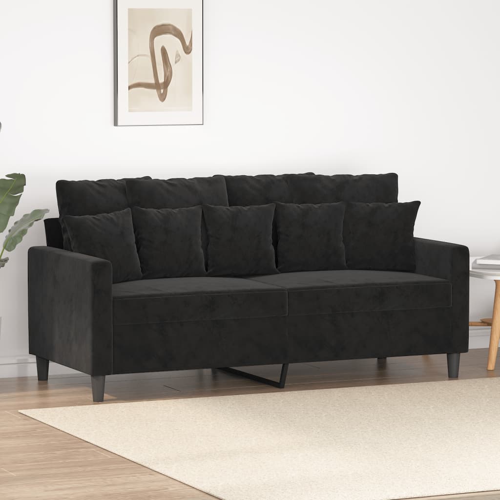 2-Sitzer-Sofa Schwarz 140 cm Samt