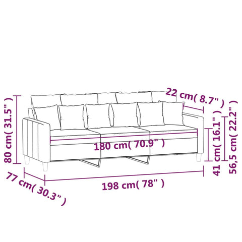 3-Sitzer-Sofa Schwarz 180 cm Samt