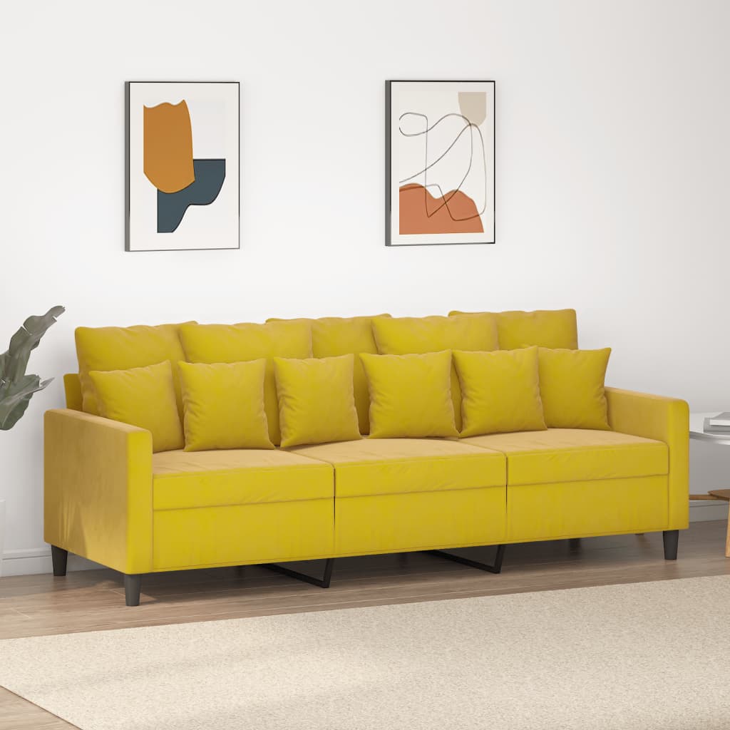 3-Sitzer-Sofa Gelb 180 cm Samt