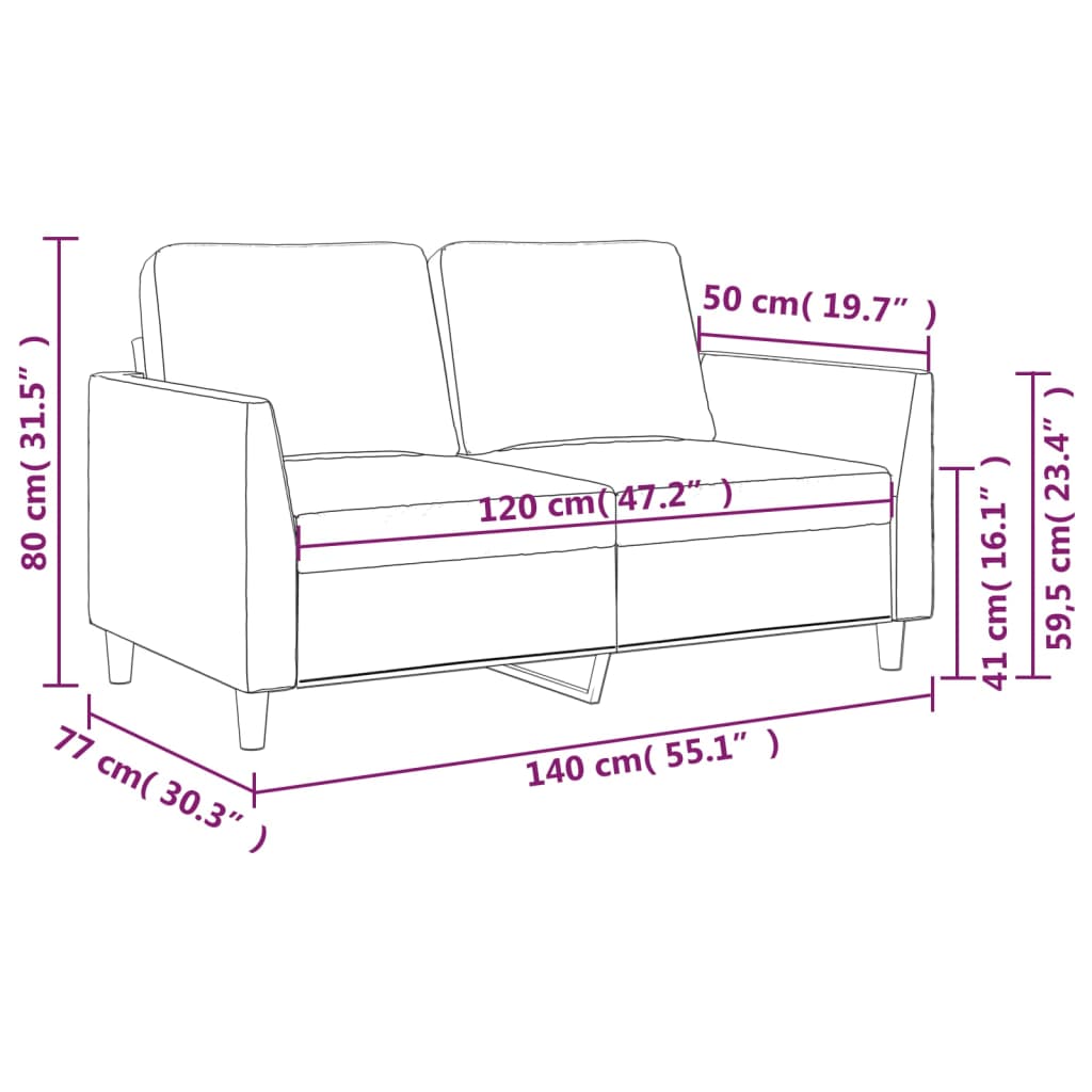 2-Sitzer-Sofa Weinrot 120 cm Kunstleder