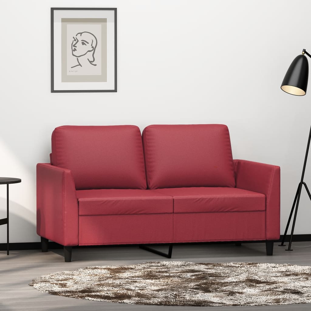 2-Sitzer-Sofa Weinrot 120 cm Kunstleder