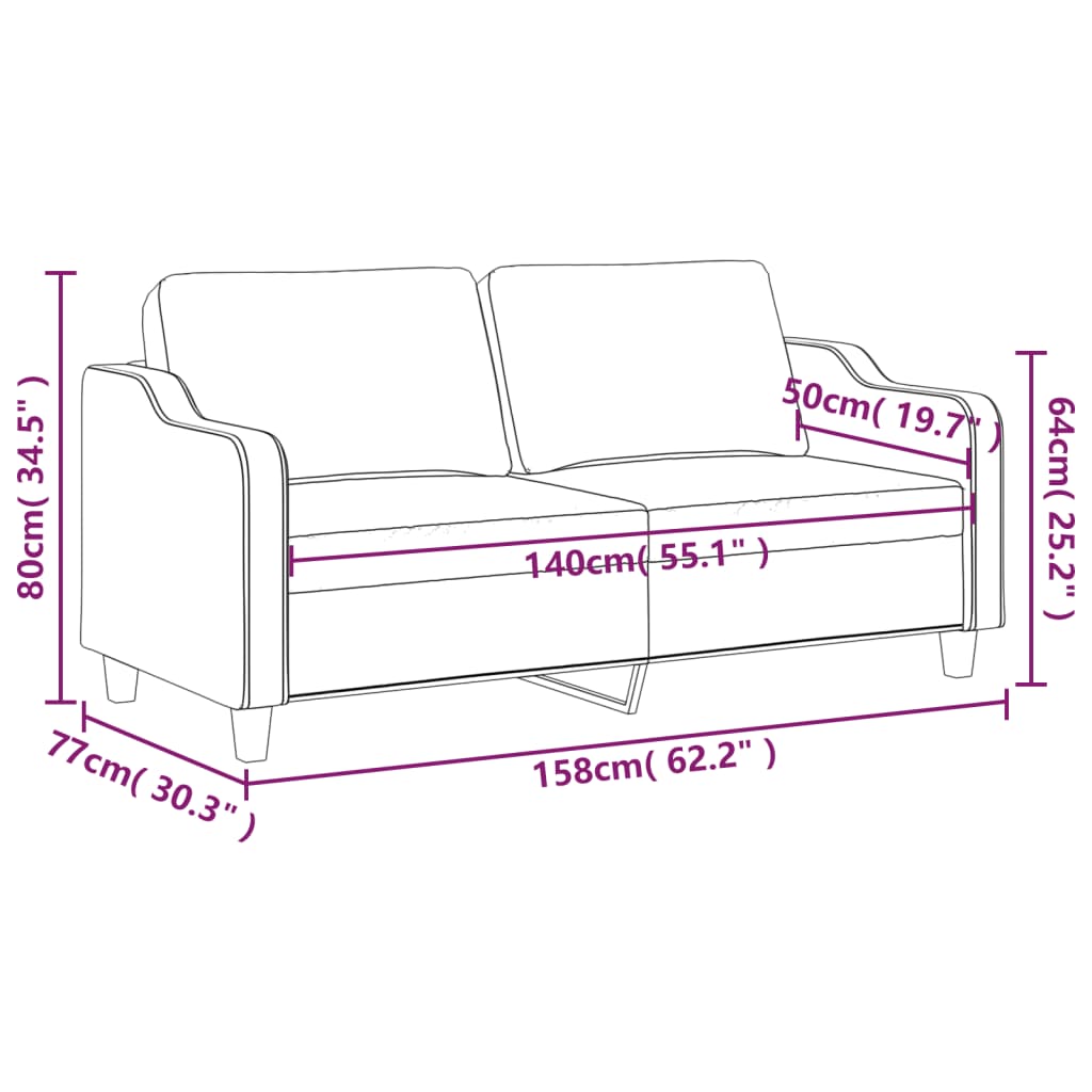 2-Sitzer-Sofa Hellgrau 140 cm Stoff