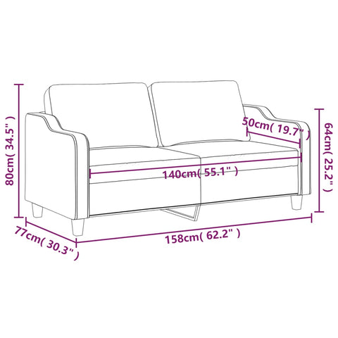 2-Sitzer-Sofa Braun 140 cm Stoff