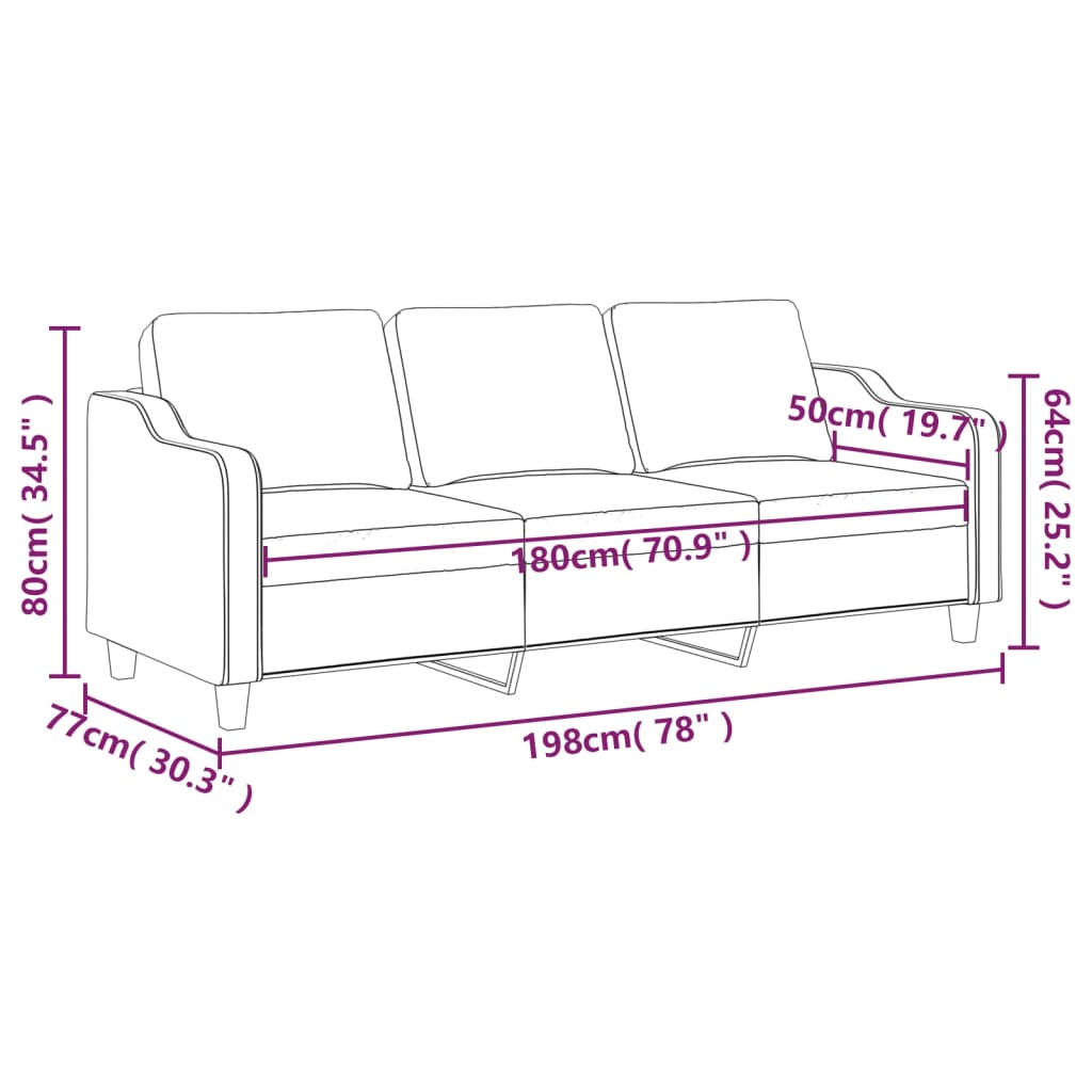 3-Sitzer-Sofa Hellgrau 180 cm Stoff