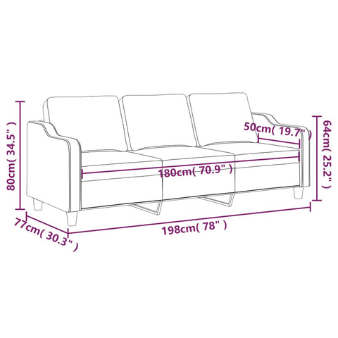 3-Sitzer-Sofa Hellgrau 180 cm Stoff