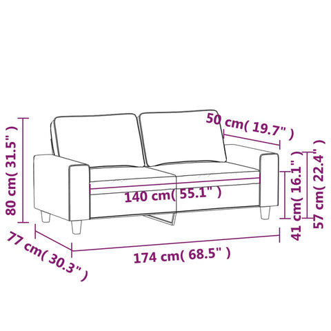 2-Sitzer-Sofa Hellgrau 140 cm Stoff