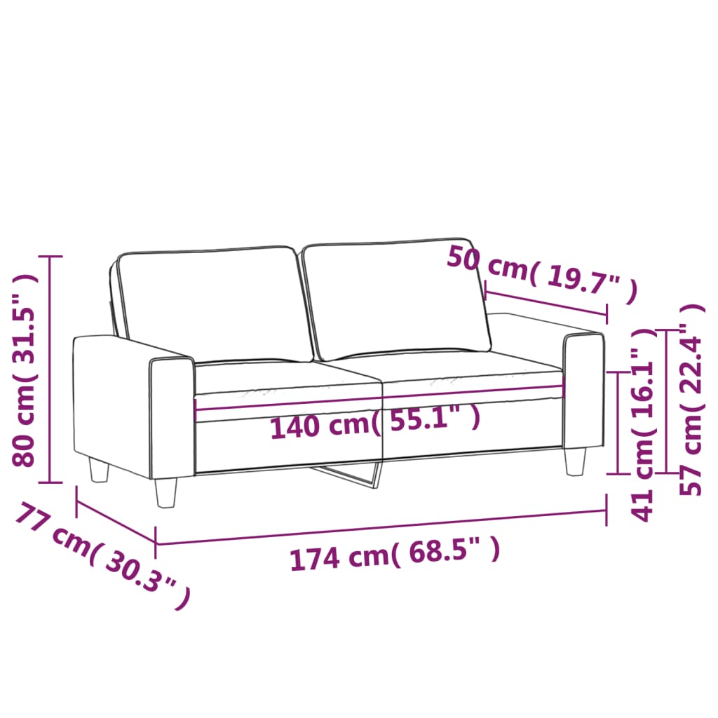 2-Sitzer-Sofa Dunkelgrau 140 cm Stoff