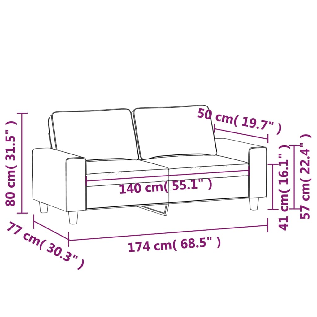 2-Sitzer-Sofa Weinrot 140 cm Stoff