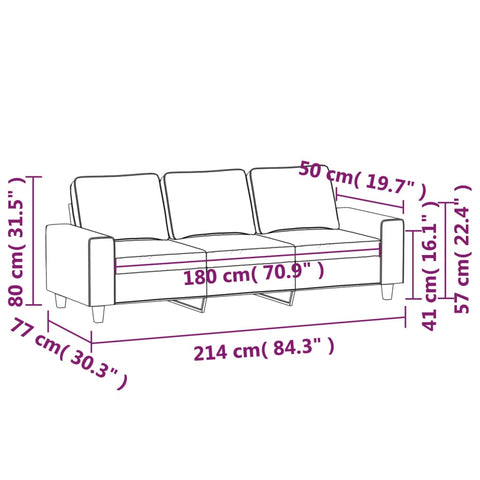 3-Sitzer-Sofa Hellgrau 180 cm Stoff