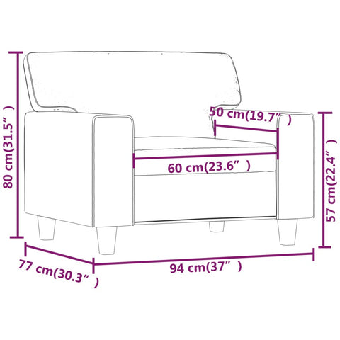 Sessel Creme 60 cm Kunstleder