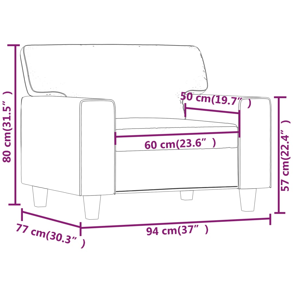 Sessel Grau 60 cm Kunstleder