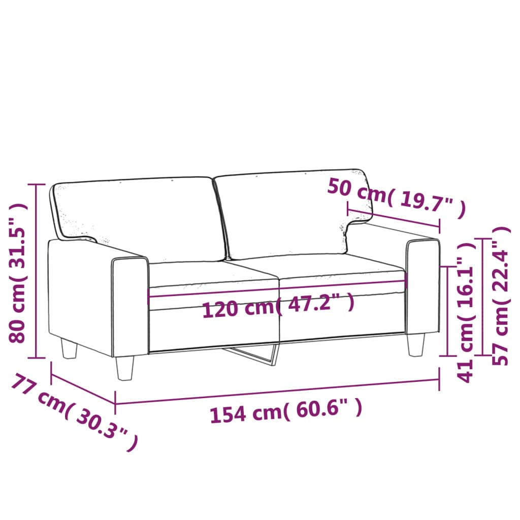 2-Sitzer-Sofa Creme 120 cm Kunstleder