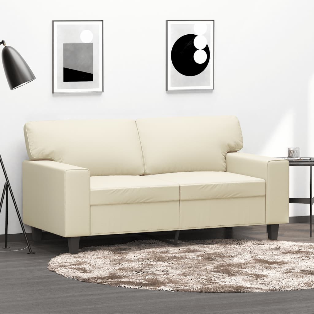 2-Sitzer-Sofa Creme 120 cm Kunstleder