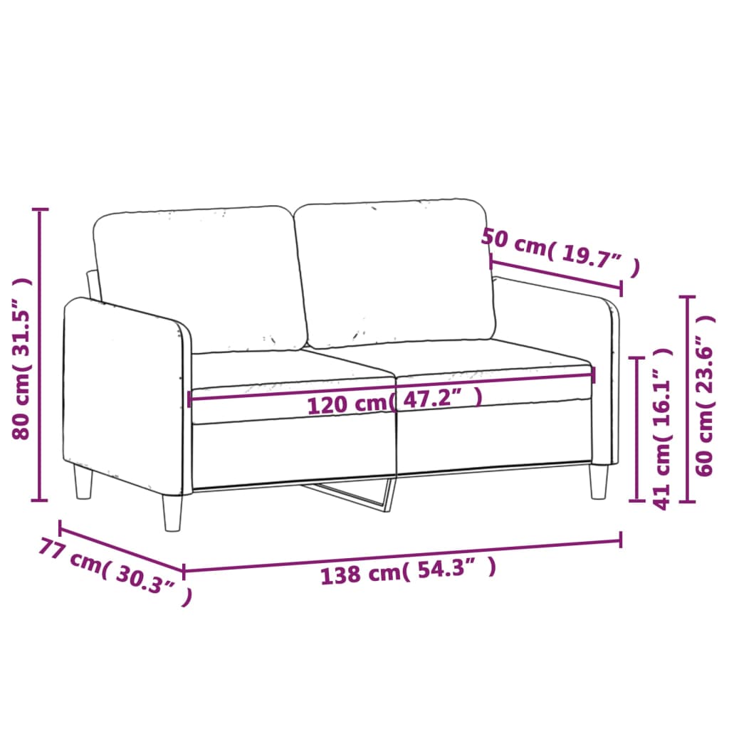 2-Sitzer-Sofa 120 cm Samt in verschiedenen Farben