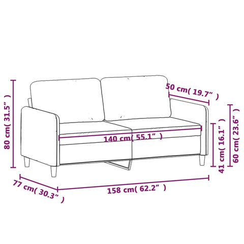 2-Sitzer-Sofa 140 cm Samt in verschiedenen Farben und Stilen