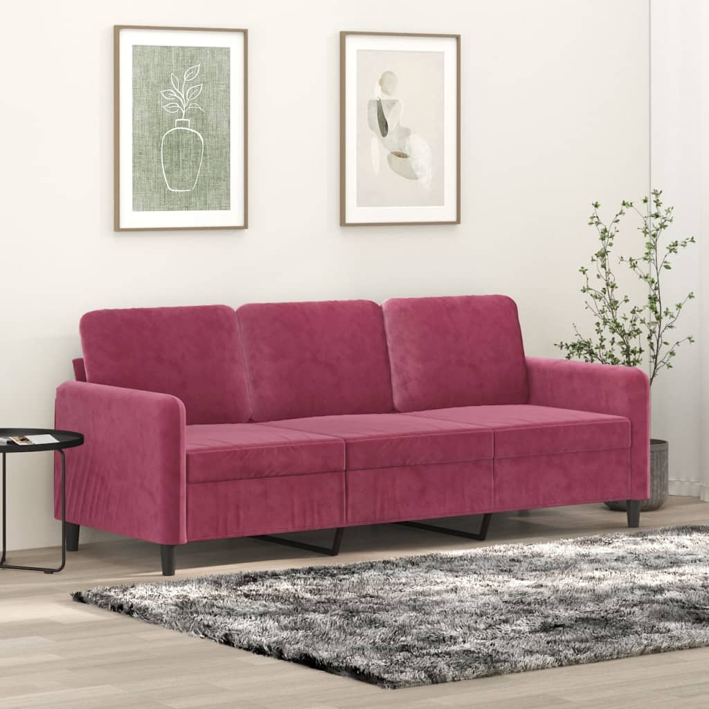 3-Sitzer-Sofa Weinrot 180 cm Samt