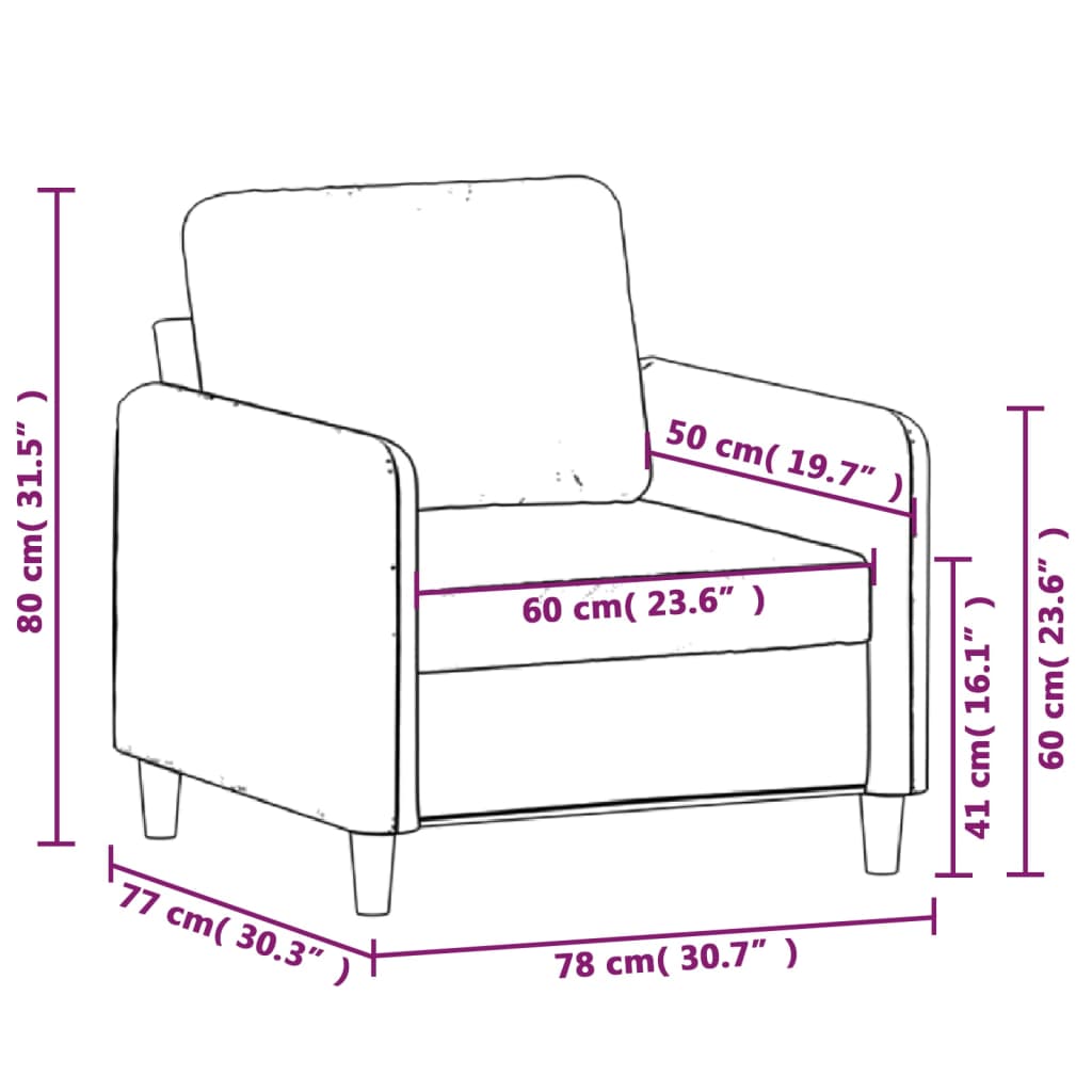 Sessel Creme 60 cm Stoff