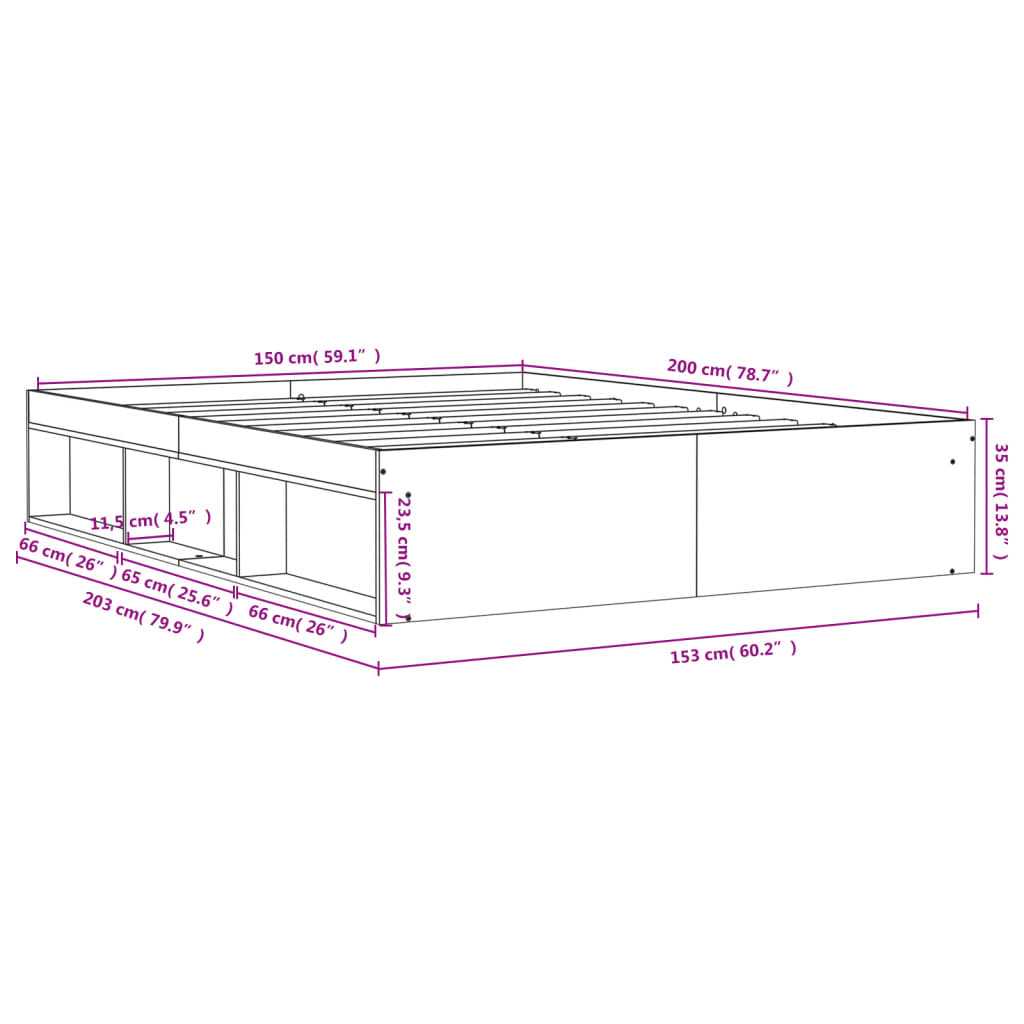 Bettgestell Schwarz 150x200 cm