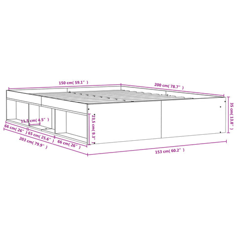 Bettgestell Schwarz 150x200 cm