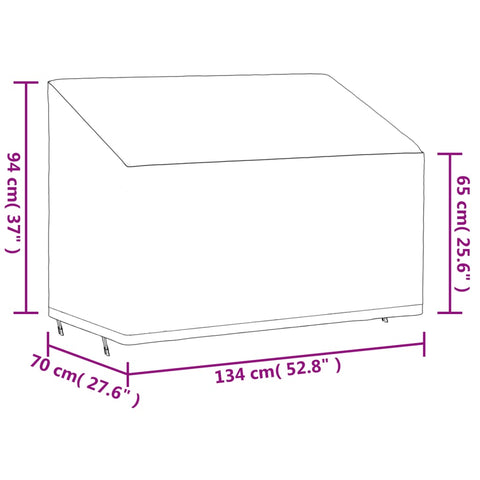 Abdeckung für 2-Sitzer-Bank Schwarz 134x70x65/94 cm 420D Oxford