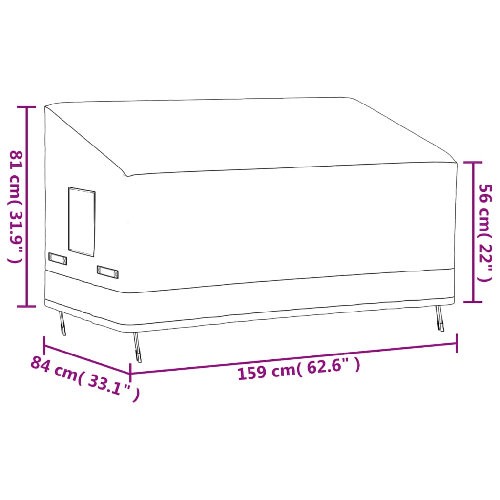 Abdeckung für 3-Sitzer-Bank Beige 159x84x56/81 cm 600D Oxford