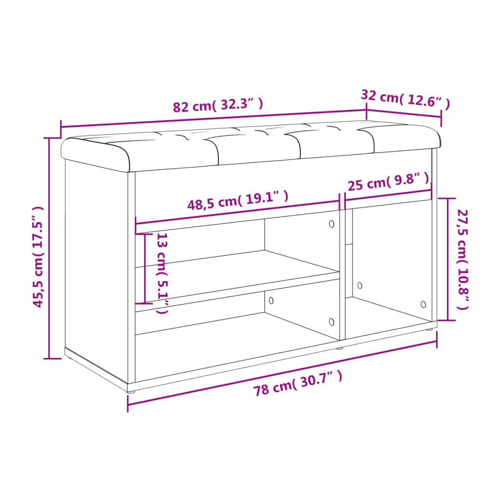 Schuhbank Weiß 82x32x45,5 cm Holzwerkstoff