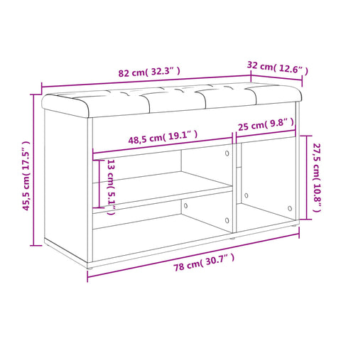 Schuhbank Weiß 82x32x45,5 cm Holzwerkstoff