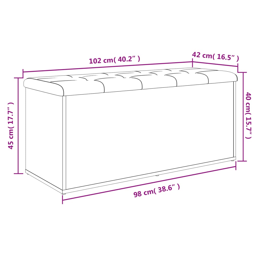 Sitzbank mit Stauraum Schwarz 102x42x45 cm Holzwerkstoff