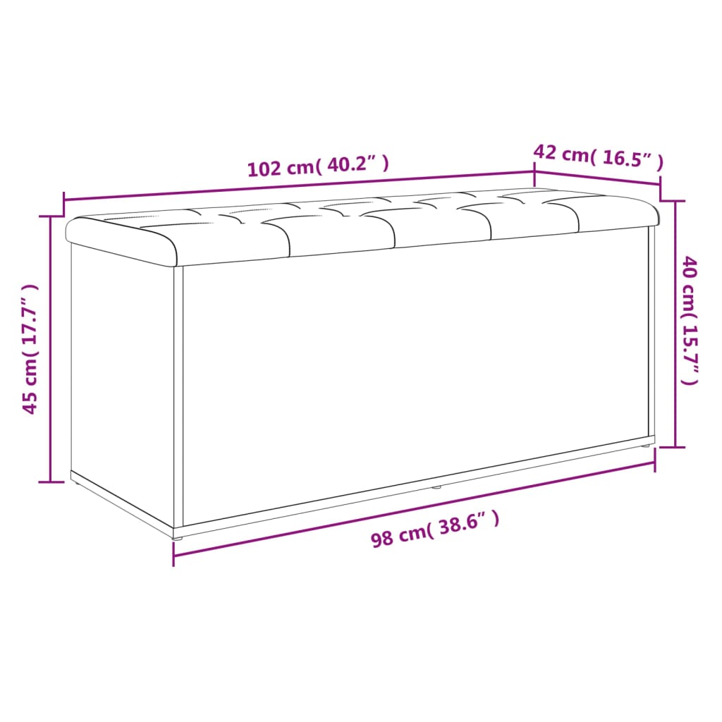 Sitzbank mit Stauraum Räuchereiche 102x42x45 cm Holzwerkstoff