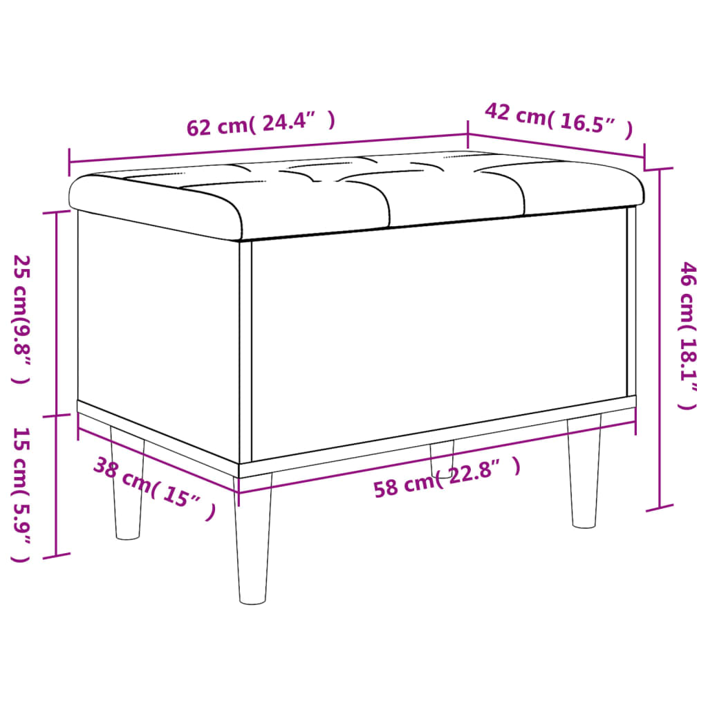 Sitzbank mit Stauraum Betongrau 62x42x46 cm Holzwerkstoff